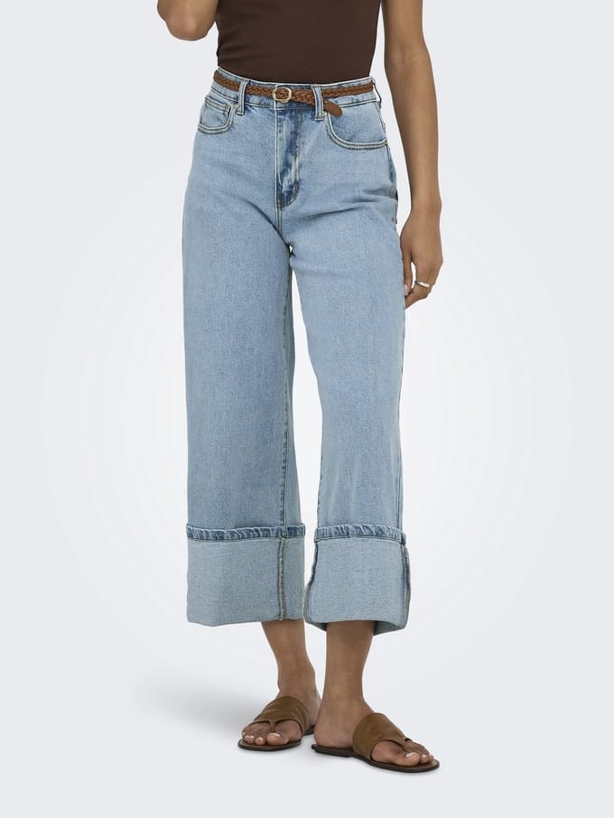 ONLY - ONLMADISON HW BELT WIDE FOLDUP CRP DNM - Dames - Jeans
