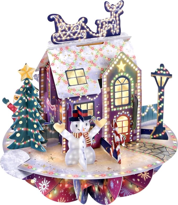 3D Pop-up Kerst Wenskaart met envelop xps 104 pirouette christmas lights