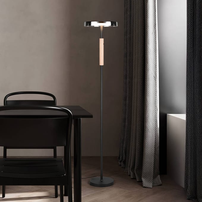 Trio Lighting LED vloerlamp Celeste chroom/hout 160 cm glas/metaal Touchdim