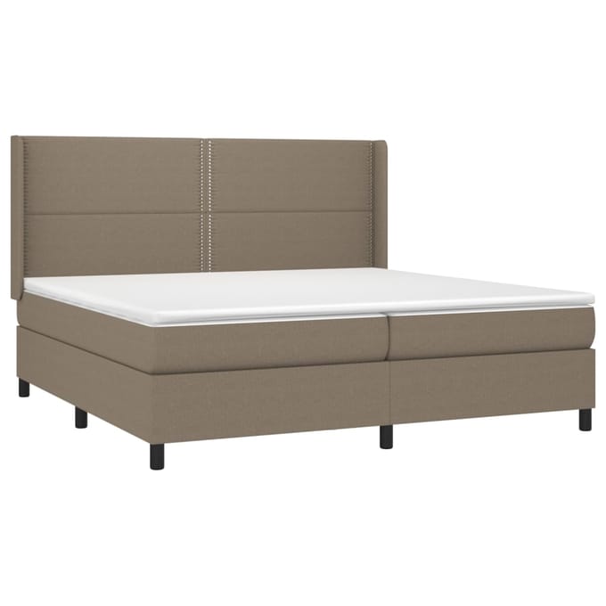 vidaXL - Boxspring - met - matras - stof - taupe - 200x200 - cm