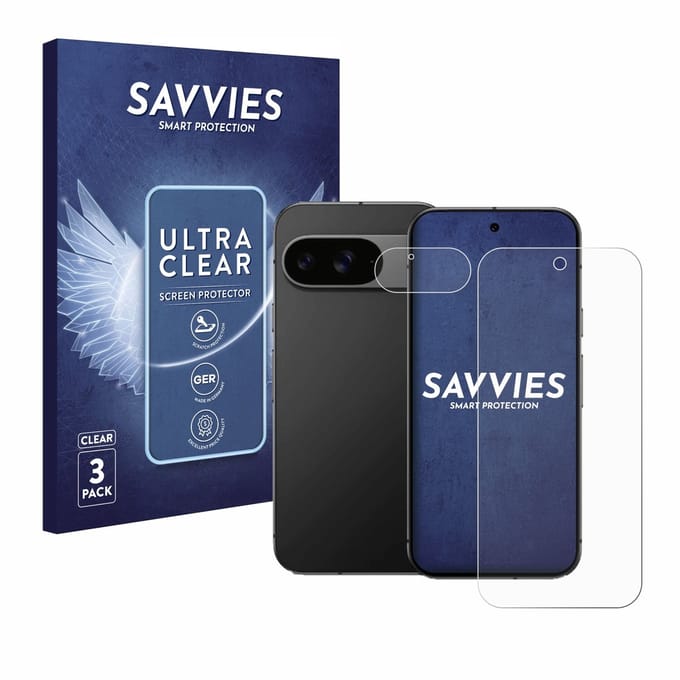 Savvies - Screenprotector voor Google Pixel 9 (Voor+Camera) - Folie Beschermfolie transparant 6 Stuks