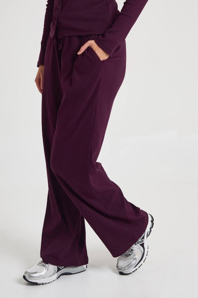 boohoo Dames Geribbelde trekkoord broek | Fig | Maat: 34