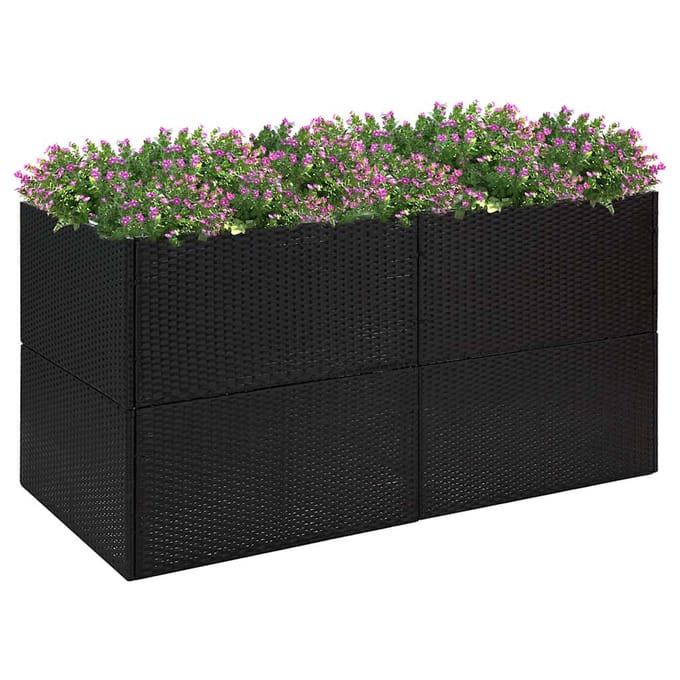 vidaXL - Plantenbak - 157x80x80 - cm - poly - rattan - zwart