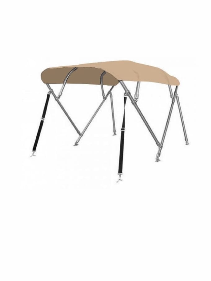 BREG Biminitop | RVS 4-boogs | Breedte 200 <> 213 cm - Hoogte 137 cm - Beige doek