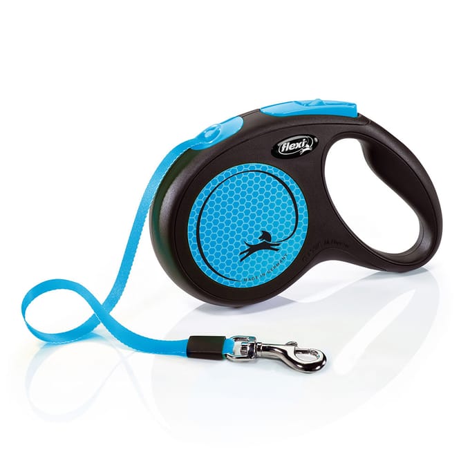 Flexi New Neon Hondenriem - Rollijn - M - 5 m - Blauw - Middelgrote Honden