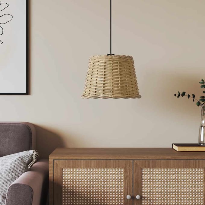 vidaXL - Plafondlampenkap - Ø30x20 - cm - wicker - bruin