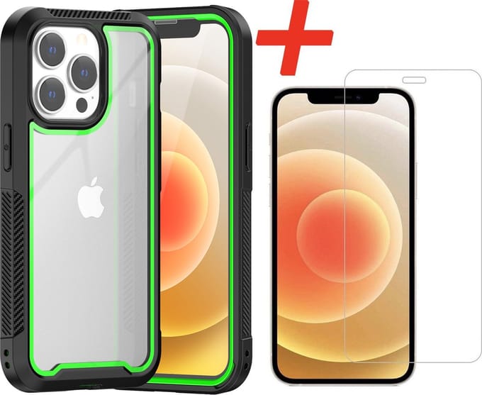 Backcover geschikt voor Apple iPhone 13 Pro - Groen - Shockproof + Glas Protector