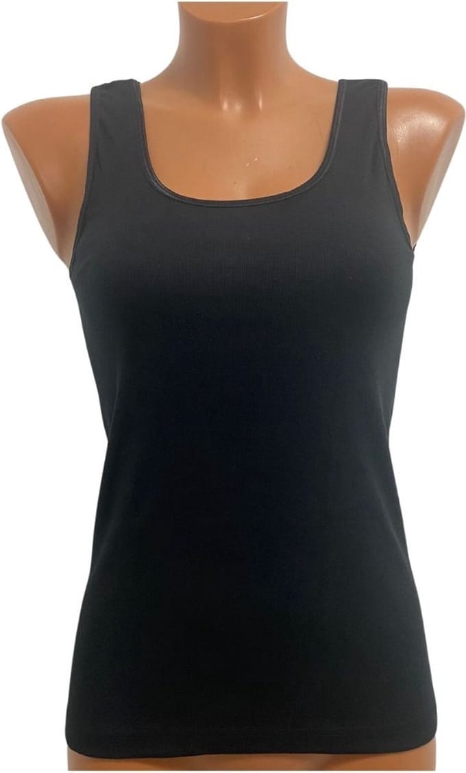 2 Pack Top kwaliteit dames hemd - 100% katoen - Zwart - Maat M