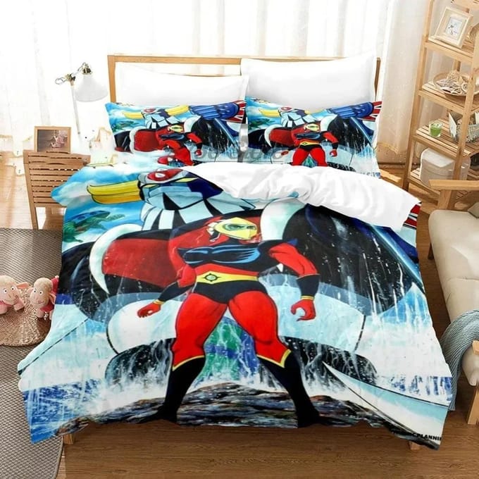 Goldorak 3D Print Grendizer Gedrukt Beddengoedset Dekbedovertrek Kussensloop Beddengoedset Linnen Laken Dekbedovertrek Volledig Queen King Size 70x133cm 2pcs