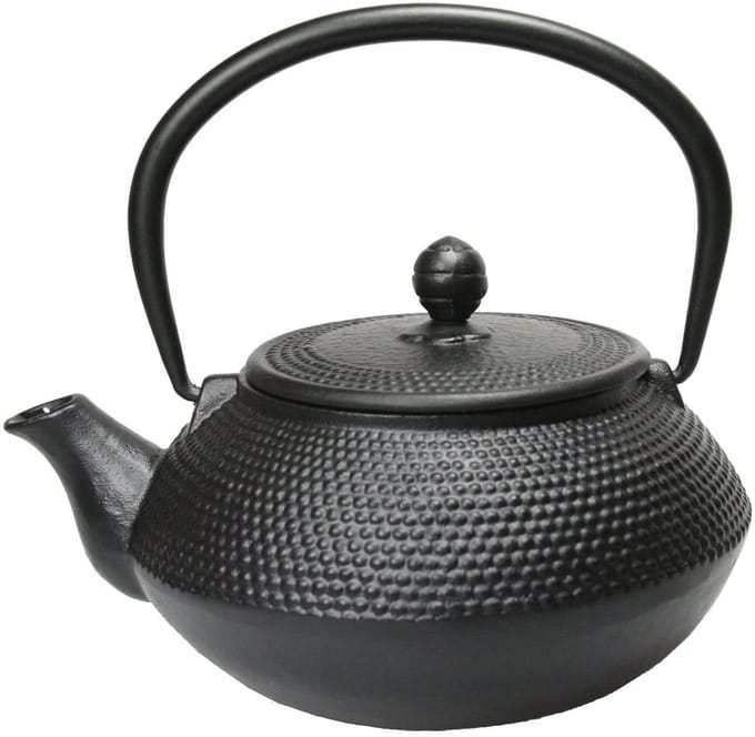 Cookinglife Theepot Arare - Japanse Theepot - Tetsubin Design - Teapot - Gietijzer & RVS - Matzwart - Uitneembaar RVS-Filter - 800 ml