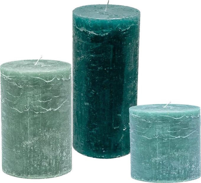 Cactula set van 3 stompkaarsen 7 x 10, 10 x 10 , 10 x 15 cm in de kleuren Spring Green