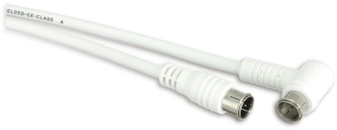 F-quick (m) recht - F-quick (m) haaks coaxkabel - wit - 2,5 meter