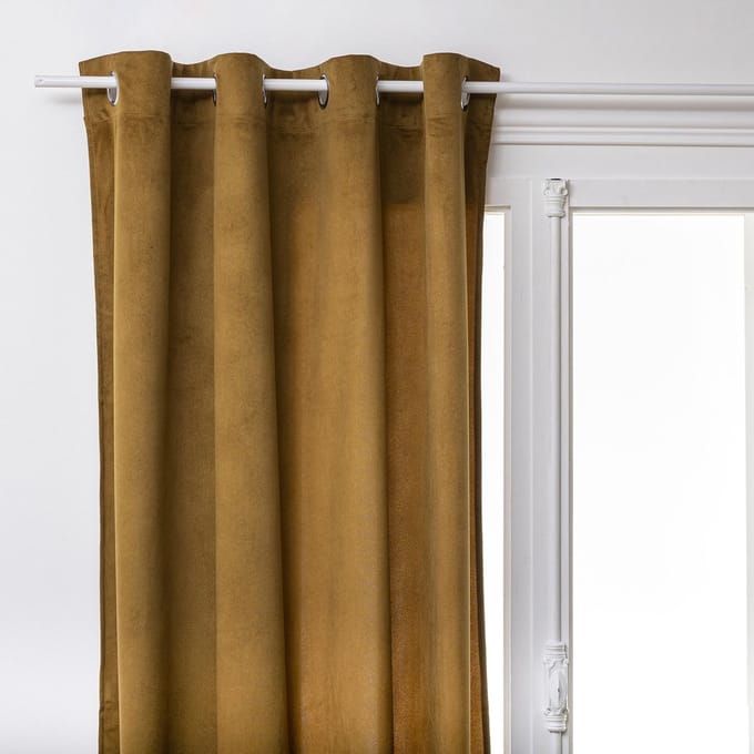 Atmosphera gordijn lilou - L260 x B140 cm - goudbruin - polyester - met ringen