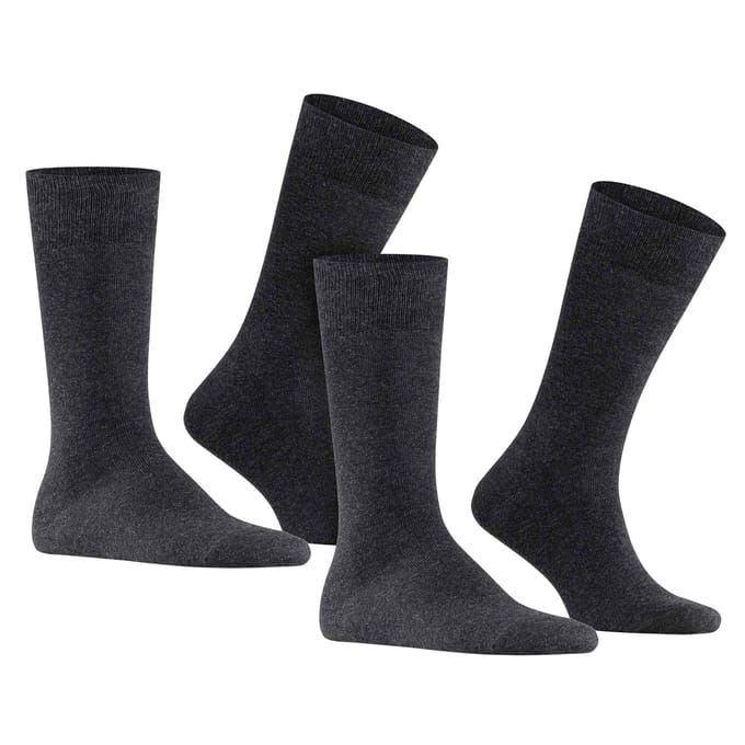 FALKE Swing 2-Pack eenkleurig katoen multipack sokken heren grijs - maat 43-46