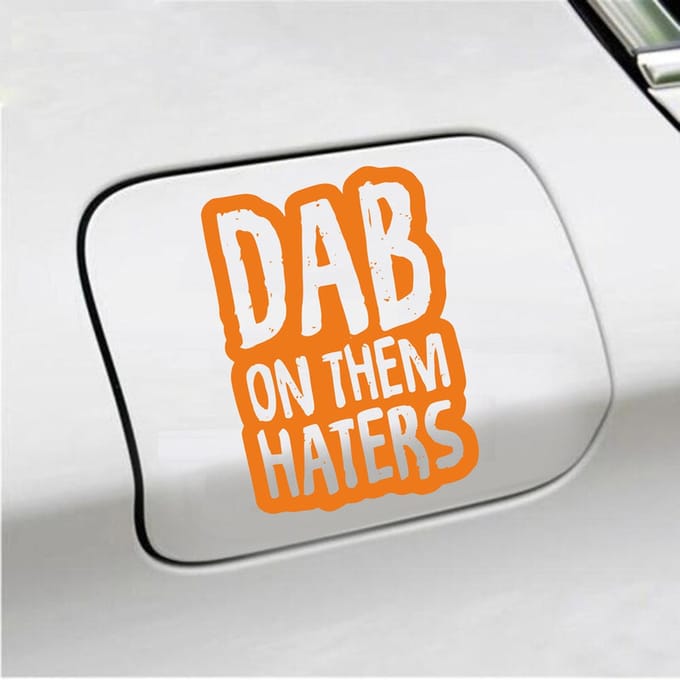 Bumpersticker - Dab On Them Haters - 10 X 14,5 - Oranje