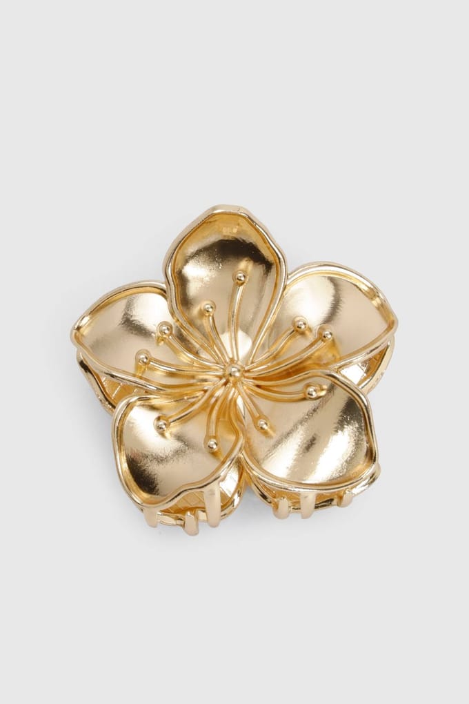 boohoo Dames Gouden Hibiscus Bloem Klauwclip