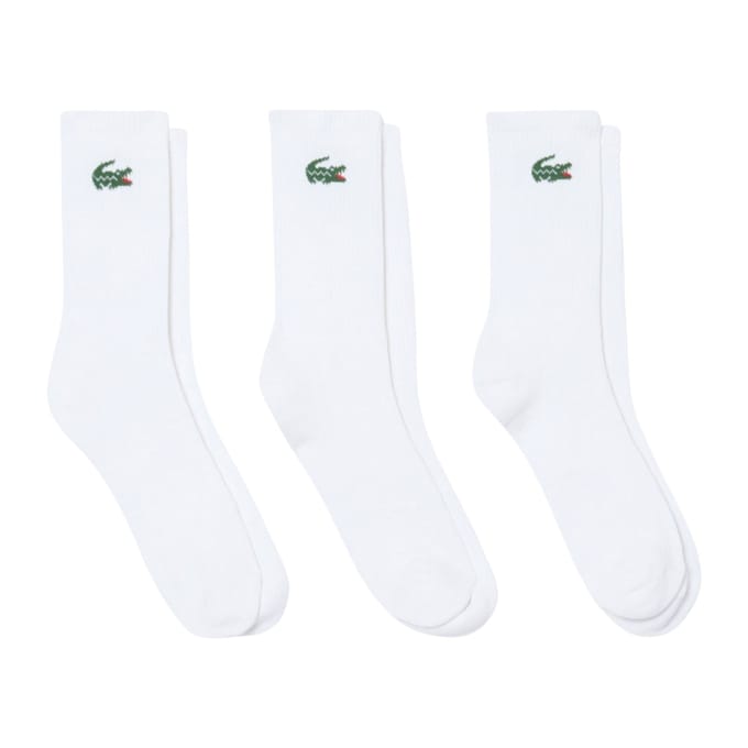 Lacoste sportsokken (3-pack) - unisex sokken met badstof binnenzool - wit