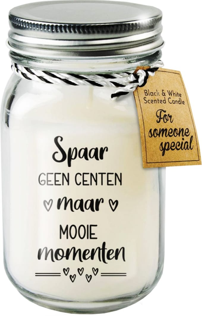 Black & White geurkaars - Spaar geen centen