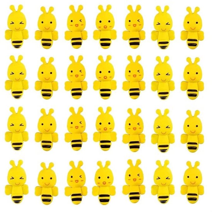 Allecto - Mini Rubberen Bijen Gummen - Leuke Decoratie - Geel - voor