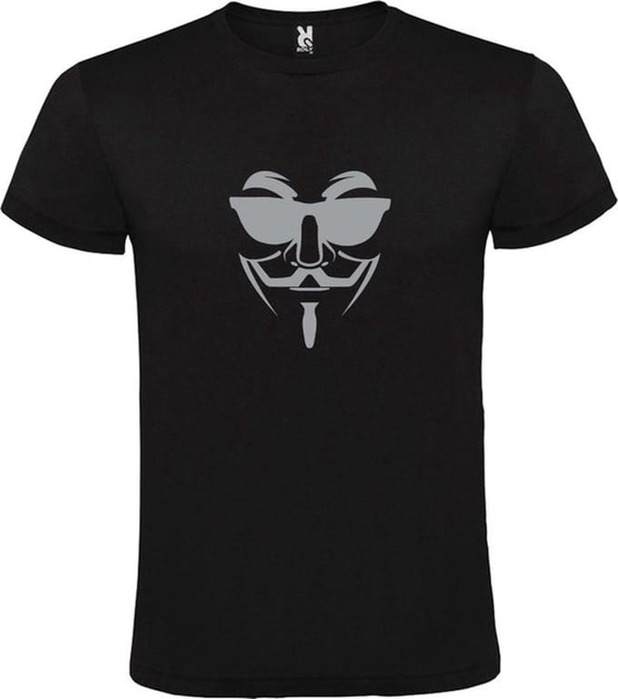 Zwart T shirt met print van " Vendetta " print Zilver size S