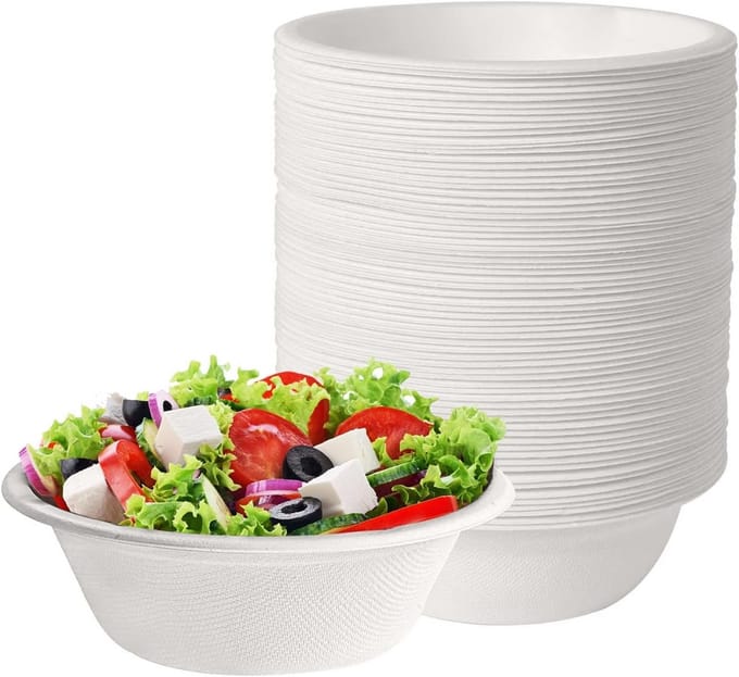 50 Composteerbare Wegwerpkommen 350 ml Wit - Bio Afbreekbaar en Stevig