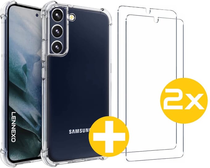 Hoesje en Screenprotector Combi Geschikt Voor Samsung S22 - Anti Shock Hoesje + 2x Screenprotector