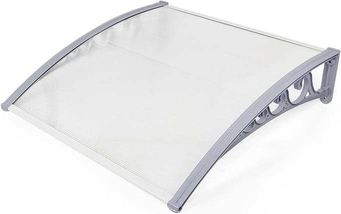 Deur en raam luifel - Overkapping voordeur - Bescherming tegen weer - Polycarbonaat panelen - 100 x 150 cm - Wit