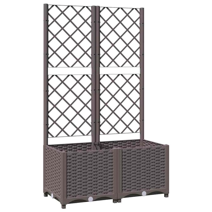 vidaXL - Plantenbak - met - latwerk - 80x40x136 - cm - polypropeen - bruin