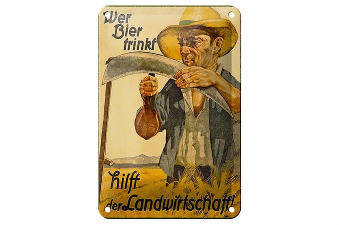 Blechschild Spruch 12x18cm wer Bier trinkt Landwirtschaft