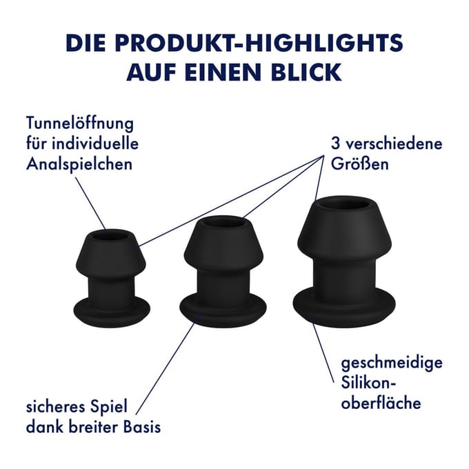 Anale plug set met erotische tunnel, 7,7 10,2 cm