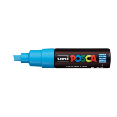 Posca marker met schuine punt schrijfdikte breed lichtblauw
