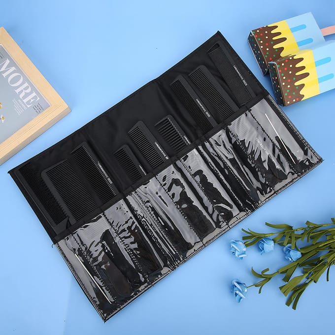 Sac de rangement professionnel portable pour peignes, ciseaux et outils de coiffure gray