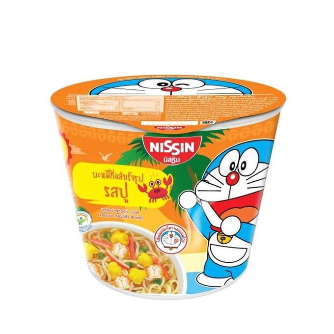 Nissin Mini Cup Doraemon Nouilles Instantanées Saveur Crabe 40 g. x 6 pièces 40 g. x 6 pcs beige