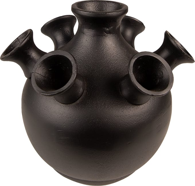 Clayre & Eef Vaas 17 cm Zwart Aluminium Metaal Vaas