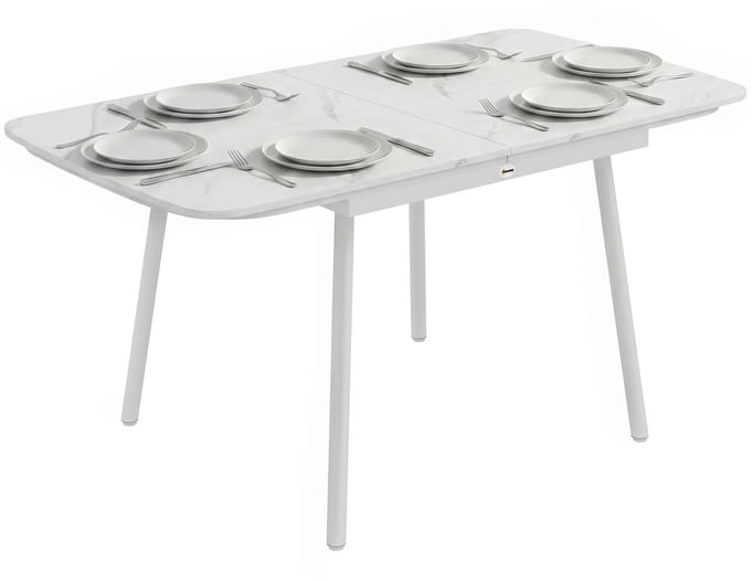 Outsunny tuintafel - Metaal, WPC - 140 x 80 x 75 cm - Wit