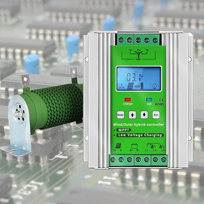 Hybride Laadregelaar - Wind Solar Controller - Hernieuwbare Energie - LCD Display - 48V - Grijs