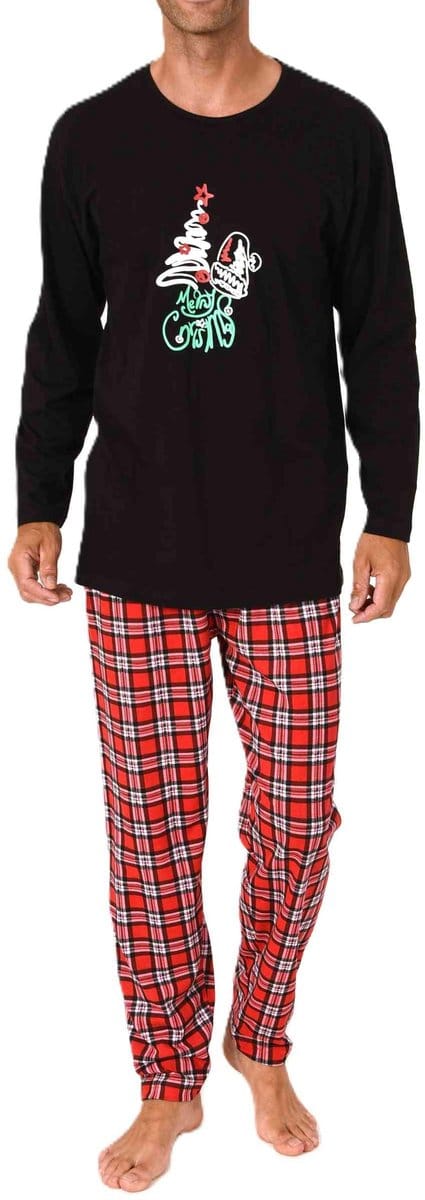 Normann heren kerstpyjama met lange mouwen en grappig kerstmotief