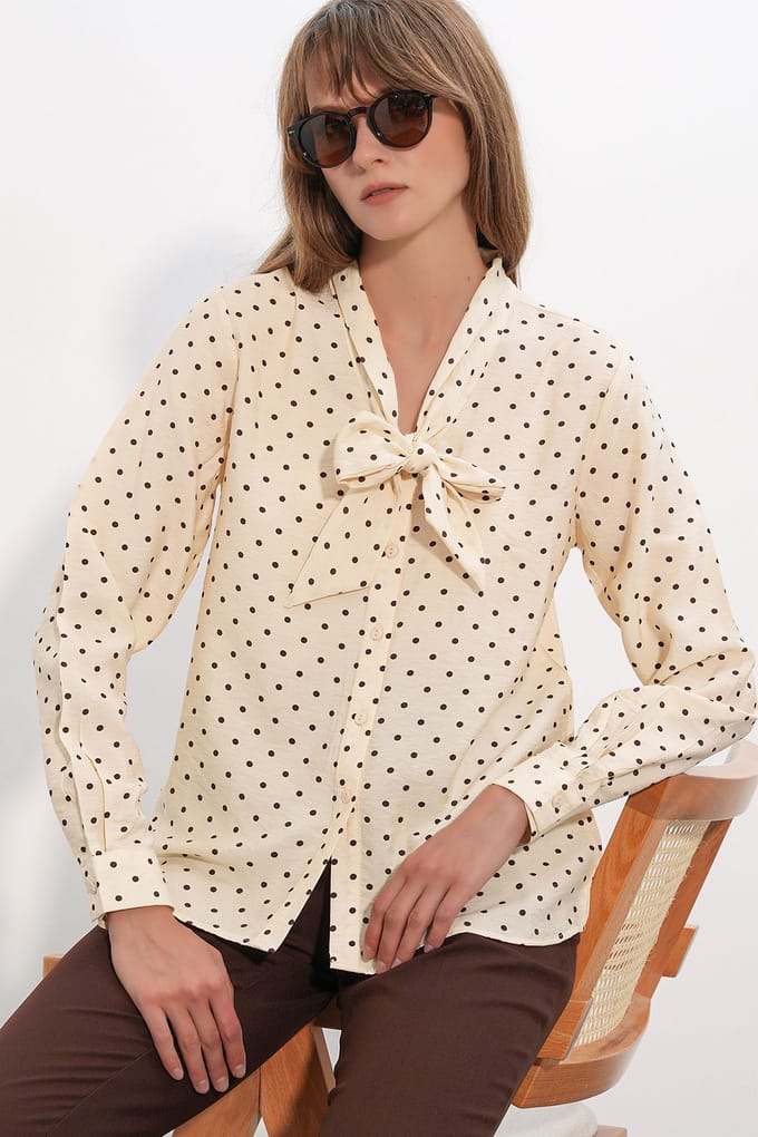 Gestippelde Poplin Blouse