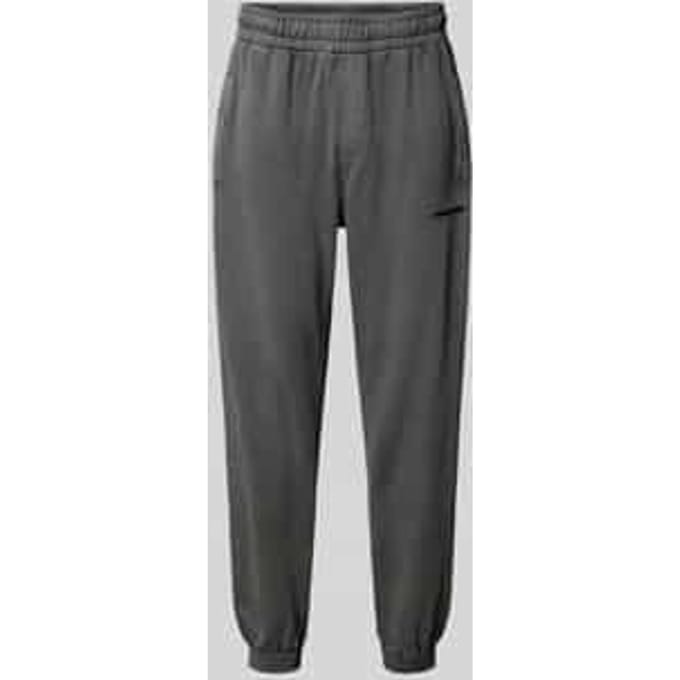 Tapered fit sweatpants met labelstitching