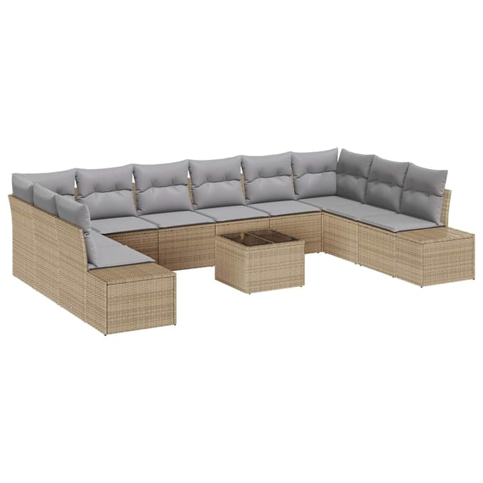 vidaXL Tuin Sofa Set 11 st Beige poly rattan