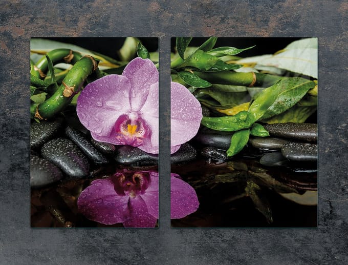 TMK ArtDeko Orchidea - Glazen Beschermplaat - 75x52cm - Hartvorm - Stijlvol Ontwerp