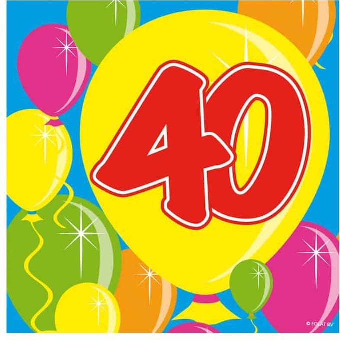 Folat - Servetten - 40 jaar Ballonnen (20 stuks)