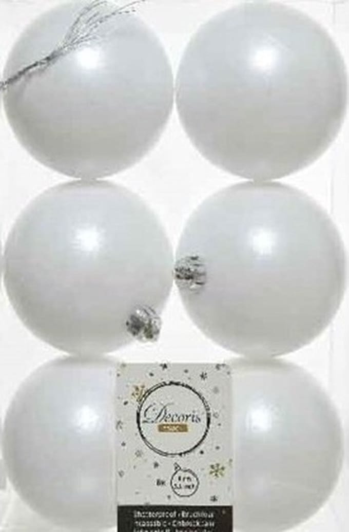 Decoris Kerstballen - 42x st - wit - D8 cm - kunststof - mat/glans - kerstversiering