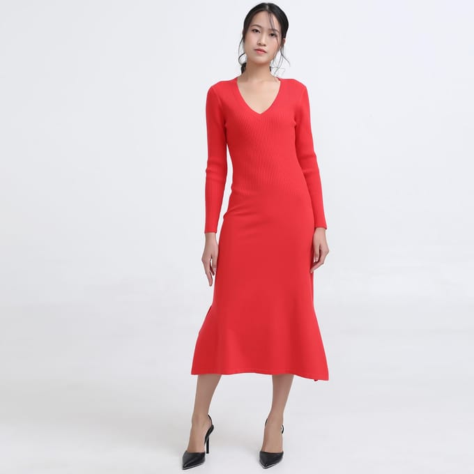 MIDI JUMPER -TRAND MET V -NACKLINE