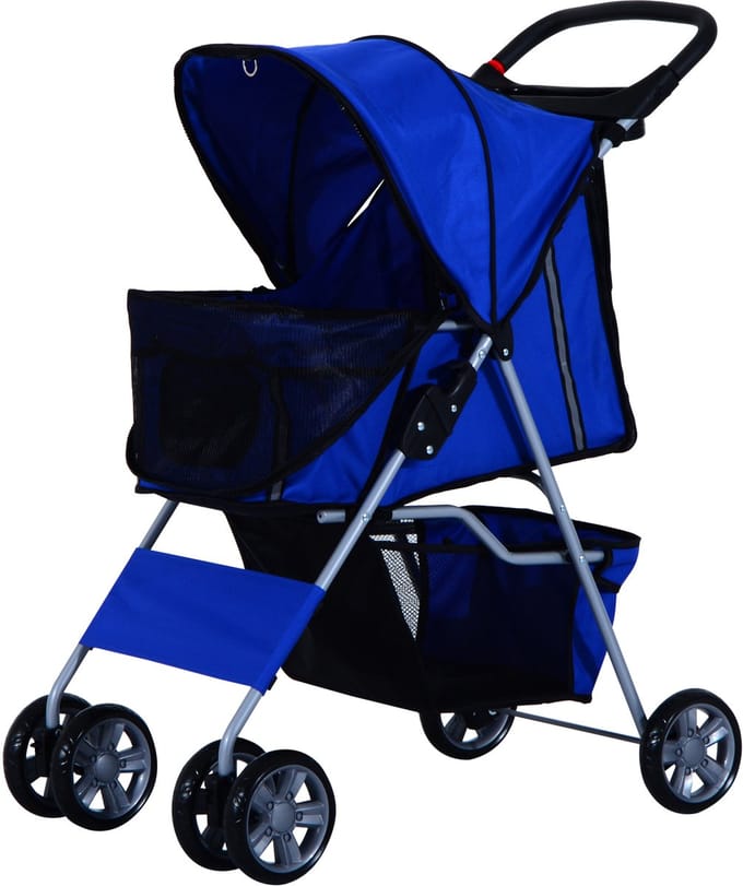 Hondenbuggy met zonnedak en opbergnet L99 x B45 x H86 cm