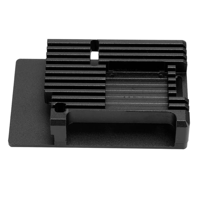 Boîtier pour Raspberry Pi 4 Boîtier de protection en alliage d'aluminium avec ventilateur de ventilation DC5V Bleu noir