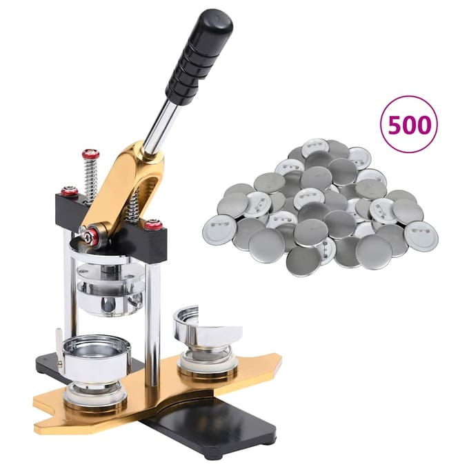 vidaXL - Buttonmachine - draaipunch - met - 500 - st - buttononderdelen - 44 - mm