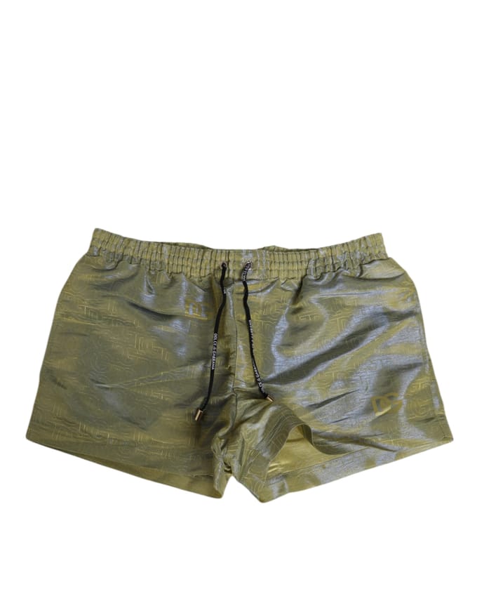 Dolce & Gabbana Groene Polyester Metalen Logo Print Heren Zwemkleding