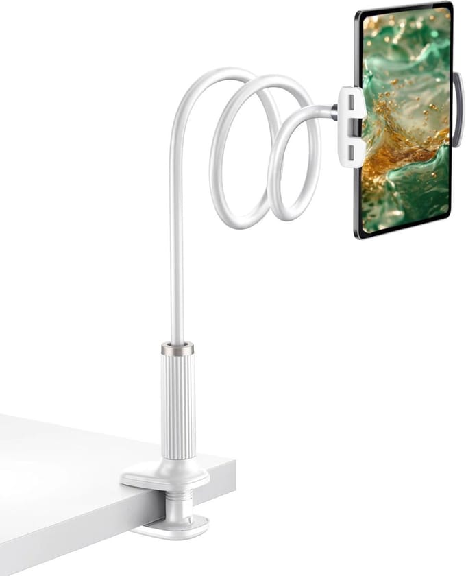 Famanu – Zwanenhals tablethouder met flexibele arm voor bed geschikt voor tablet en smartphone