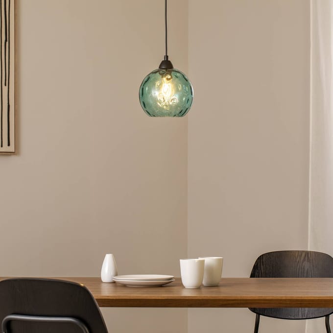 Opviq Hanglamp Benek, blauw, glas, Ø 20 cm, E27